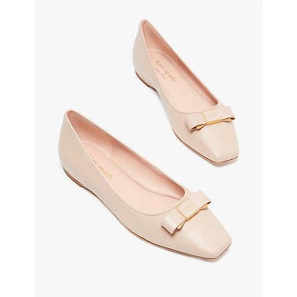 NEW KATE SPADE women bowdie ballet flats in pale vellum - Picture 1 of 4